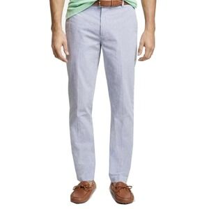 Brooks Brothers Clark Fit Seersucker Pants W30 L32 Blue White Stripe Stretch NWT